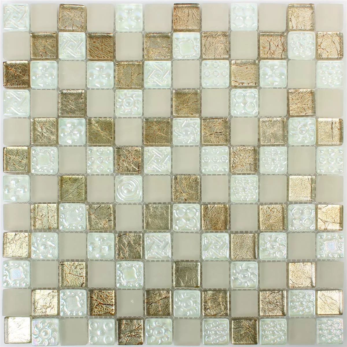 Sample Glass Mosaic Tiles Nikolski Beige Gold