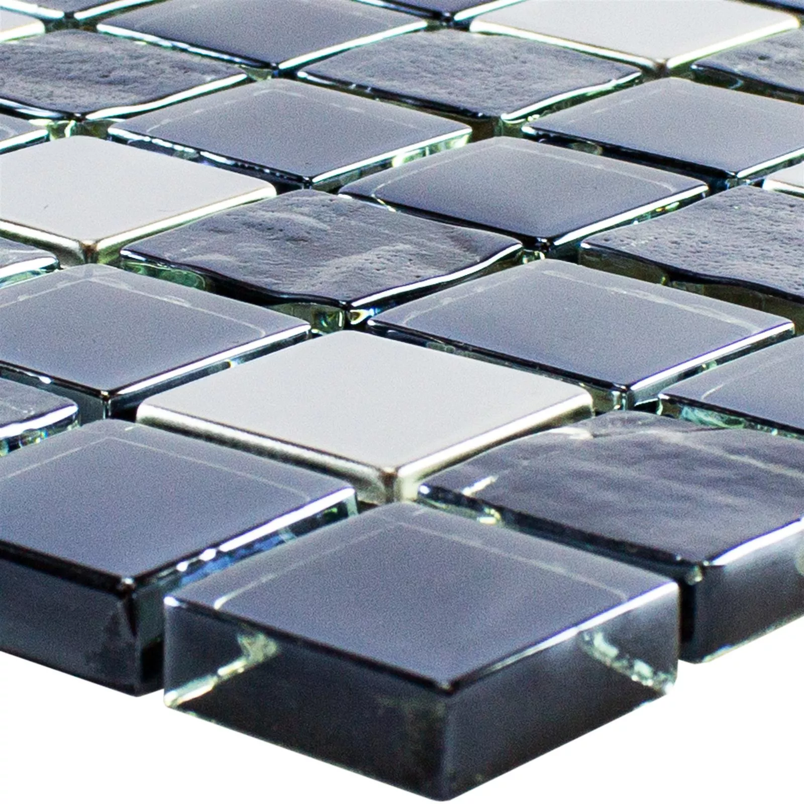 Glass Mosaic Tile Larisa Metallic Black Silver Glass Mosaic Tile Larisa Metallic Black Silver
