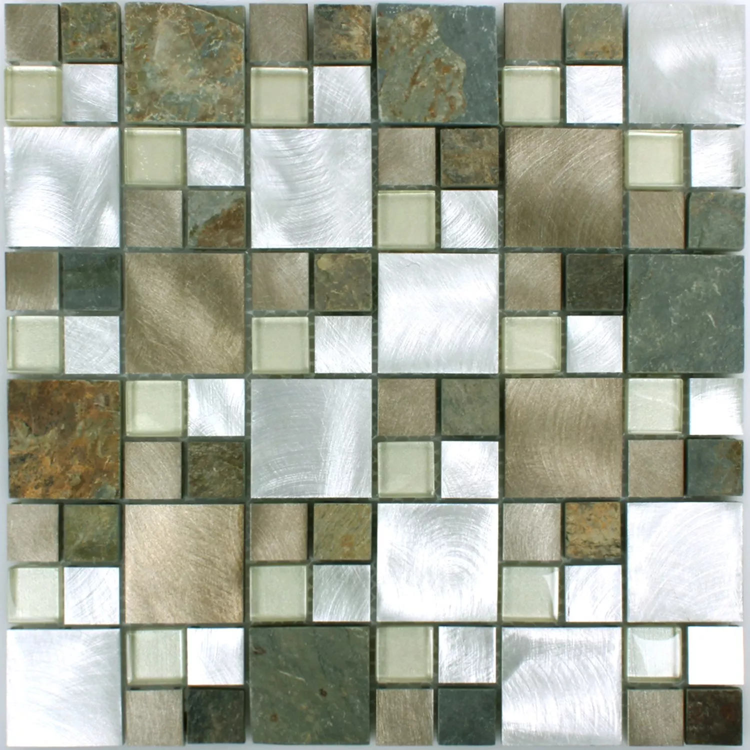 Sample Aluminium Alu Metall Mosaik Fliese Braun Kupfer