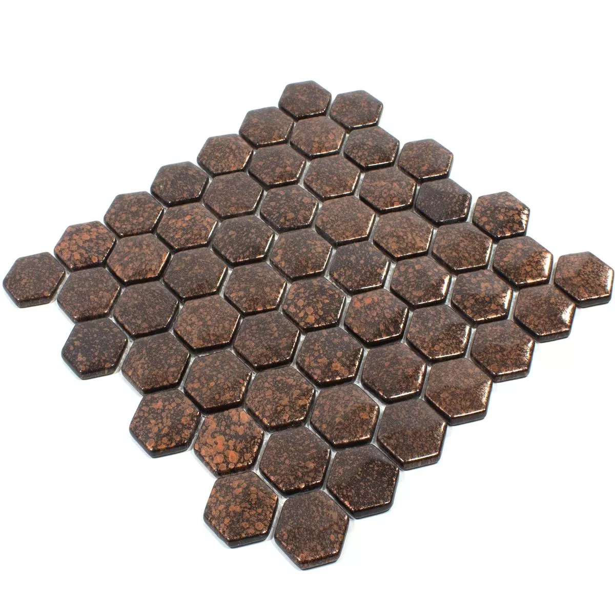 Sample Glass Mosaic Tiles Leopard Hexagon 3D Bronze