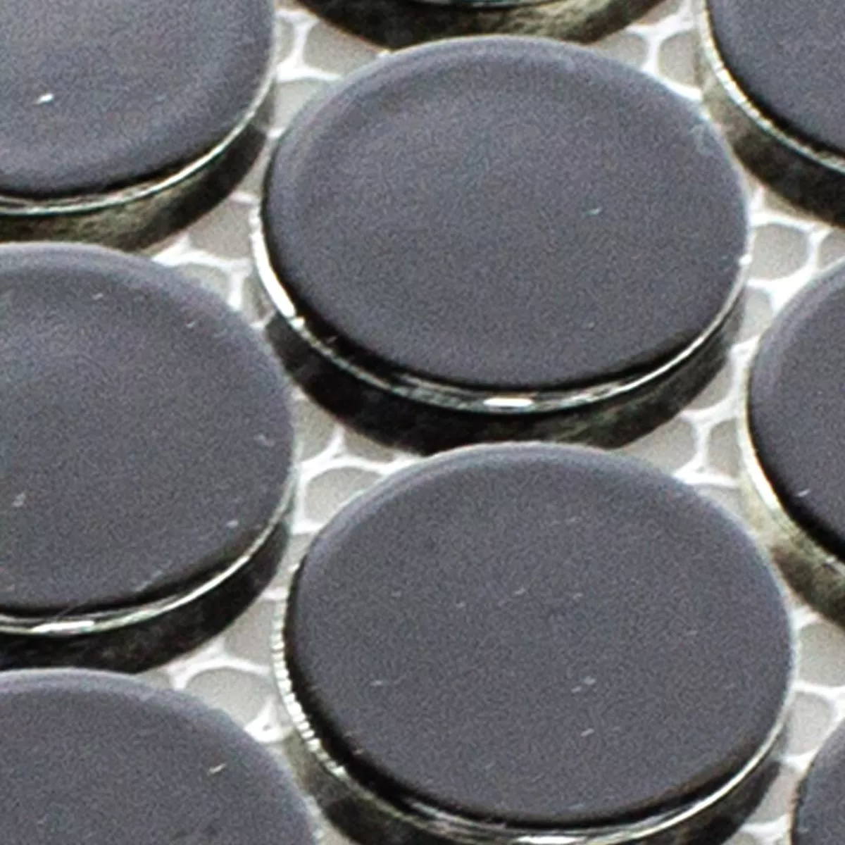 Sample Ceramic Button Mosaic Tiles Harlingen Black Glossy