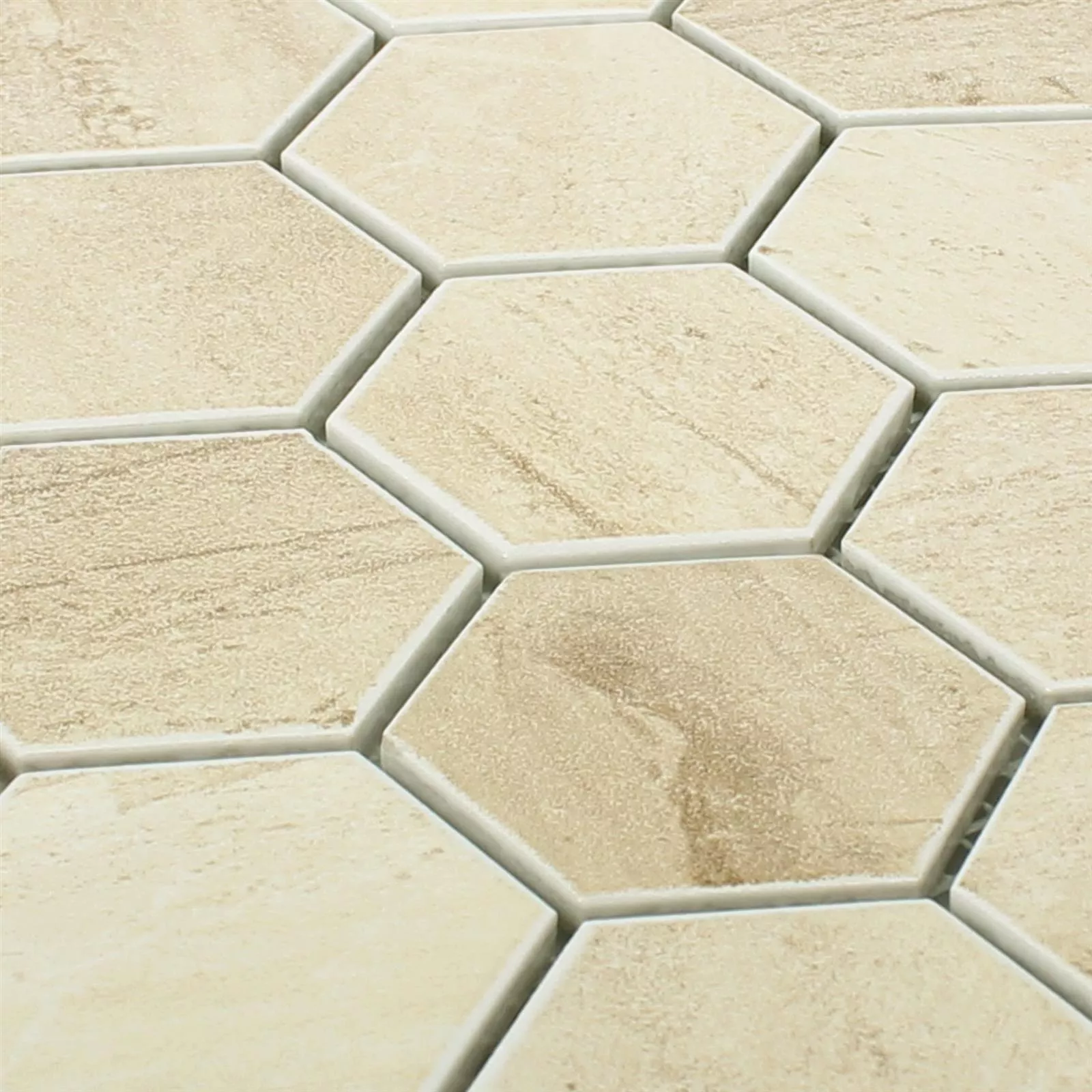 Ceramic Beton Optic Mosaic Tiles Shepherd Hexagon Beige