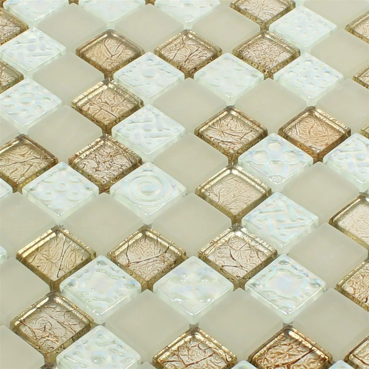 Sample Glass Mosaic Tiles Nikolski Beige Gold