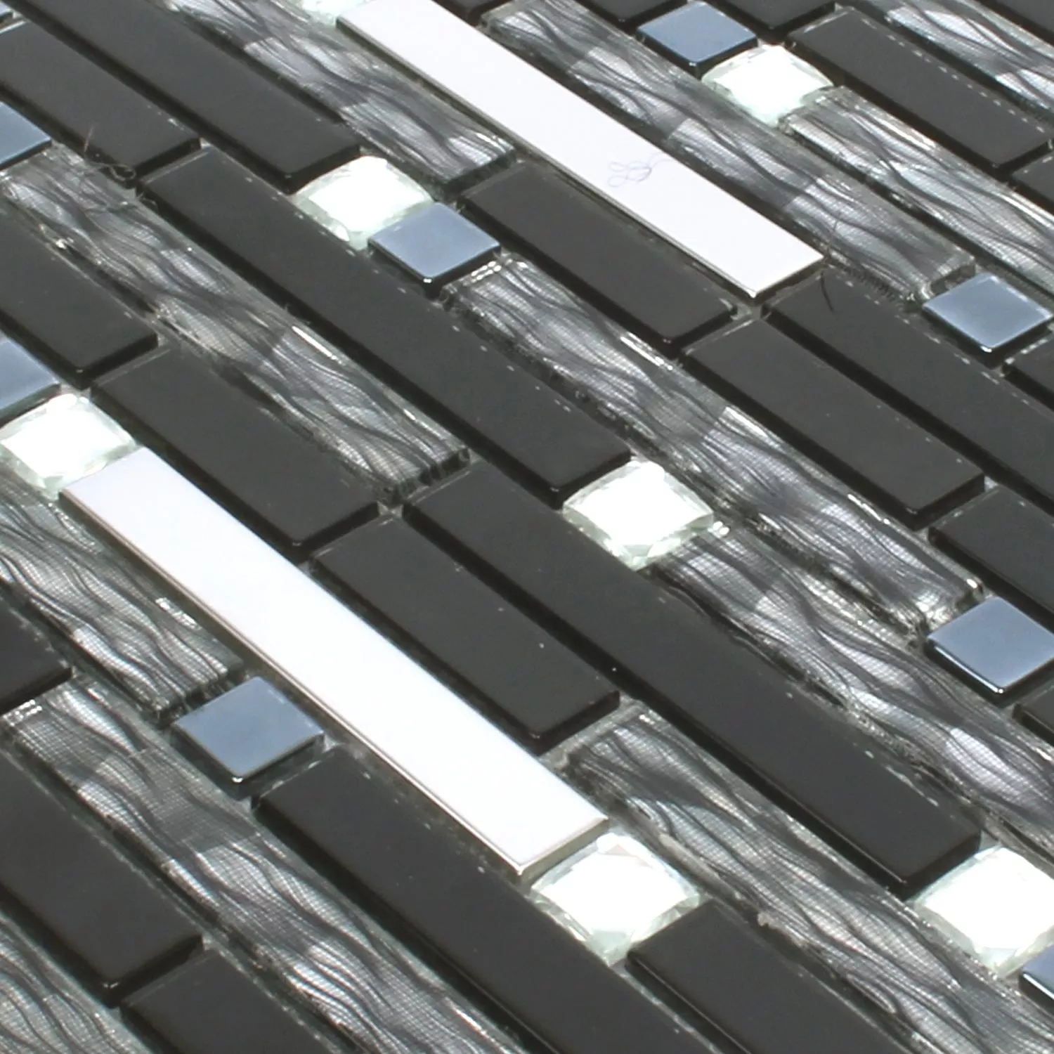 Sample Mosaic Tiles Malaya Black Silver Pattern