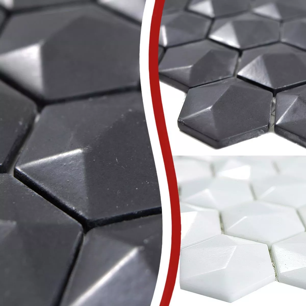 Sample Glass Mosaic Tiles Benevento Hexagon 3D
