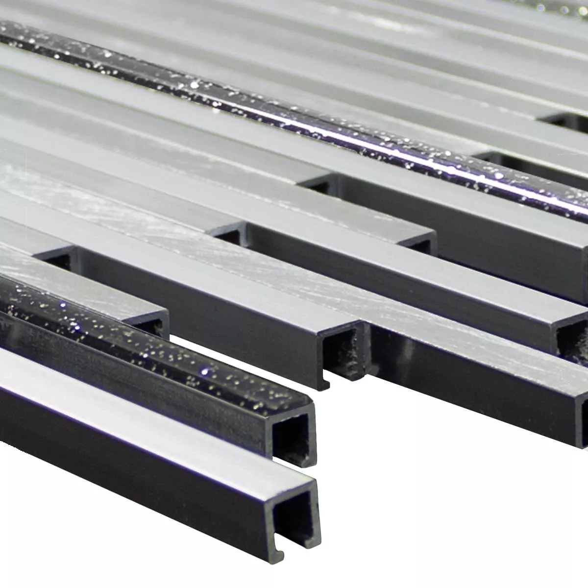 Aluminium Metal Mosaic Tiles Bilbao Stripes Black Aluminium Metal Mosaic Tiles Bilbao Stripes Black