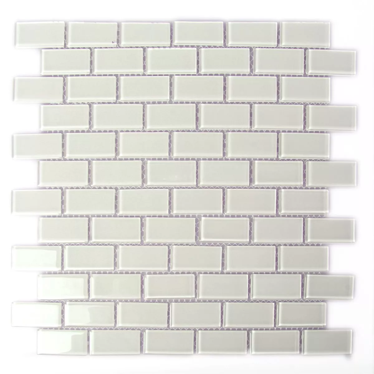 Mosaic Tiles Glass Brick White Glossy 25x50x4mm