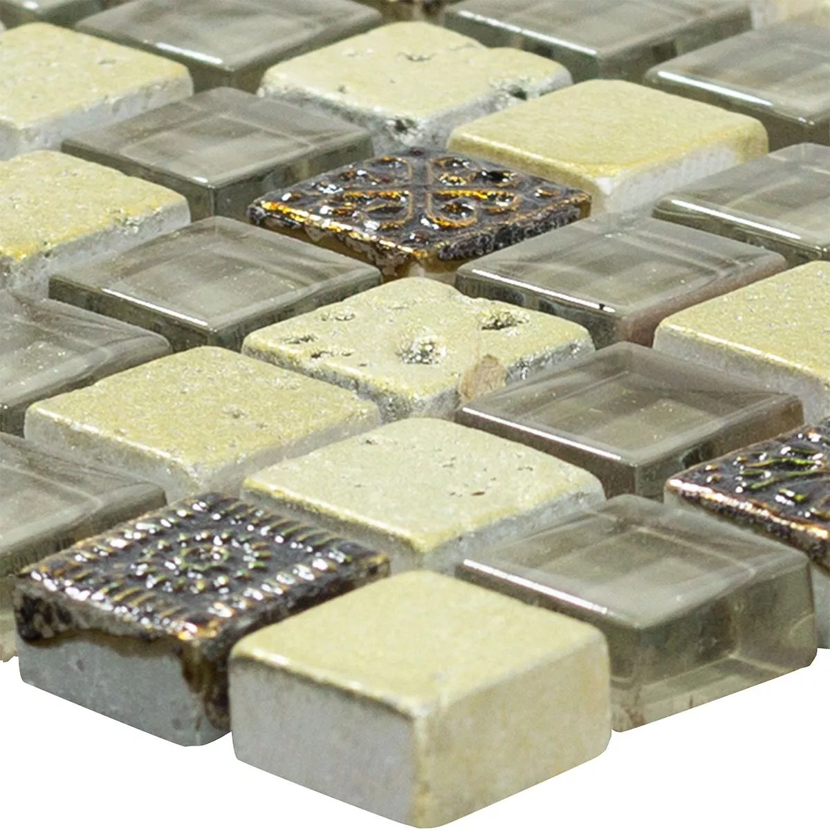 Sample Glass Marble Mosaic Tiles Majestic Silver Brown
