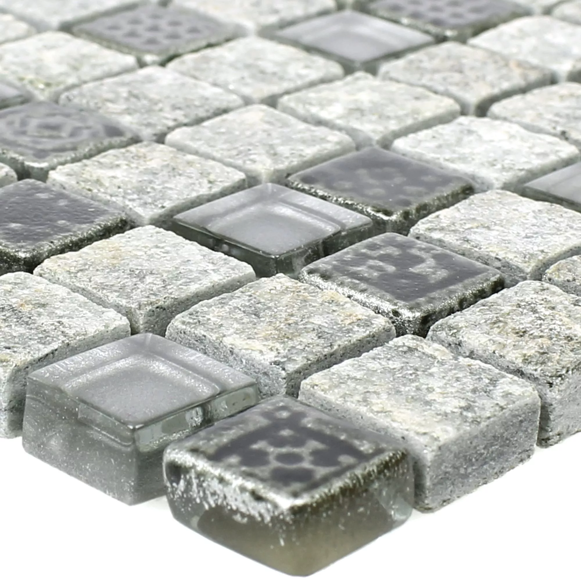 Glass Natural Stone Resin Mosaic Tiles Zimtente Grey