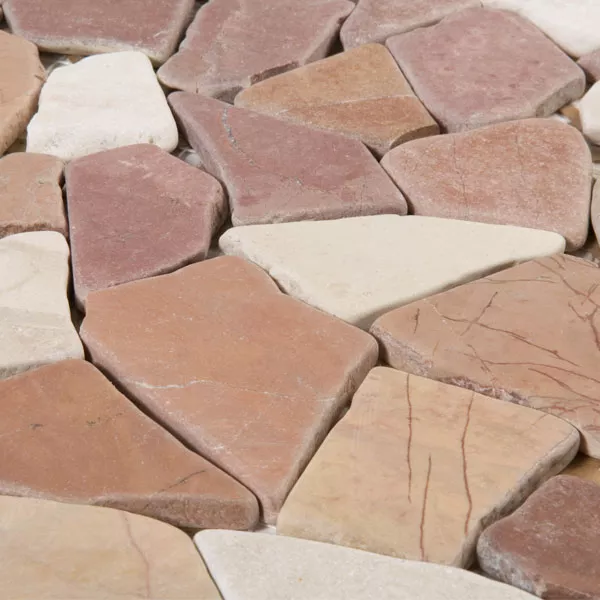 Sample Mosaic Tiles Broken Marble Rosso Verona Biancone