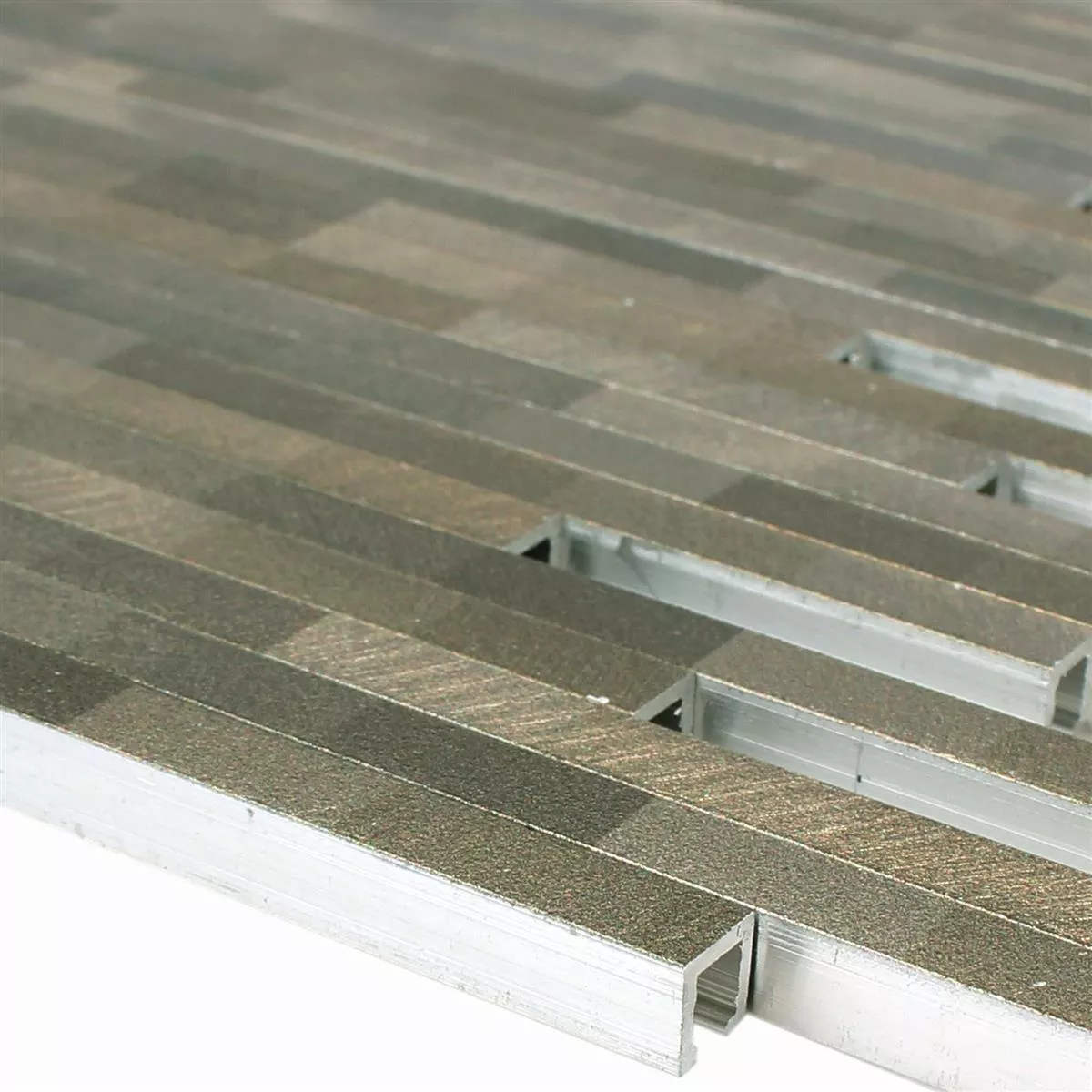 Sample Mosaic Tiles Aluminium Wishbone Brown Beige