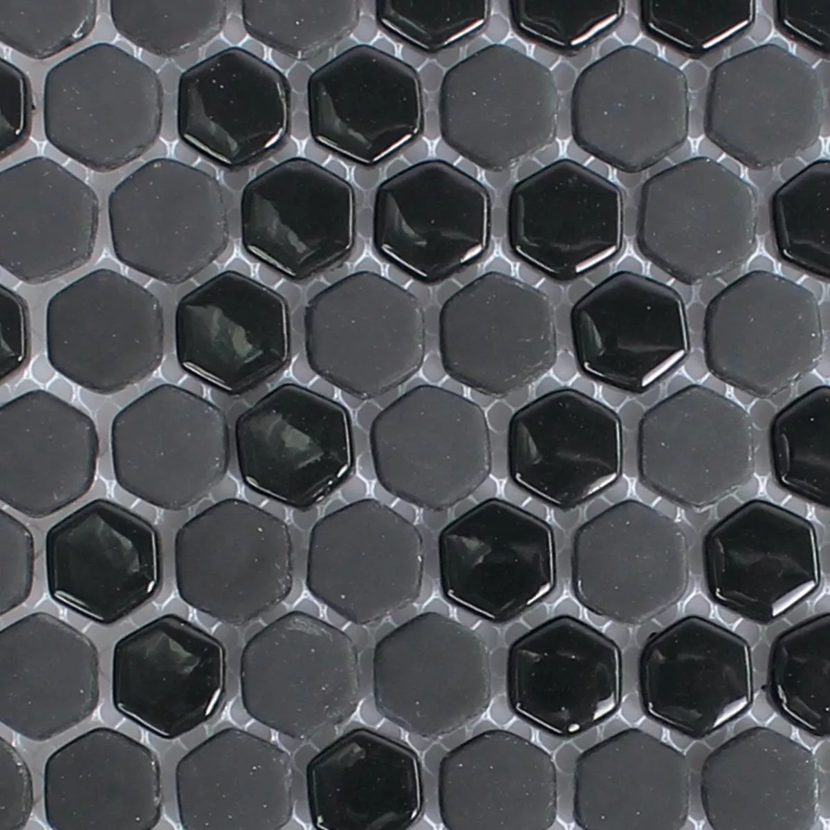 Sample Glass Mosaic Tiles Brockway Hexagon Eco Black