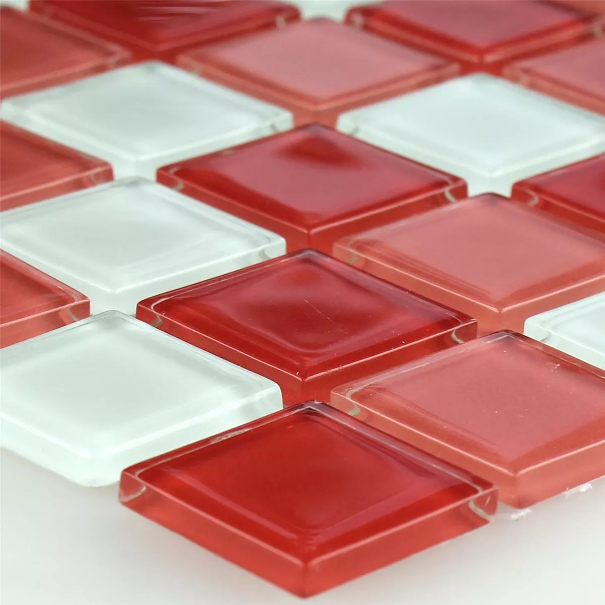 Sample Mosaic Tiles Glass Kozarica White Red Mix