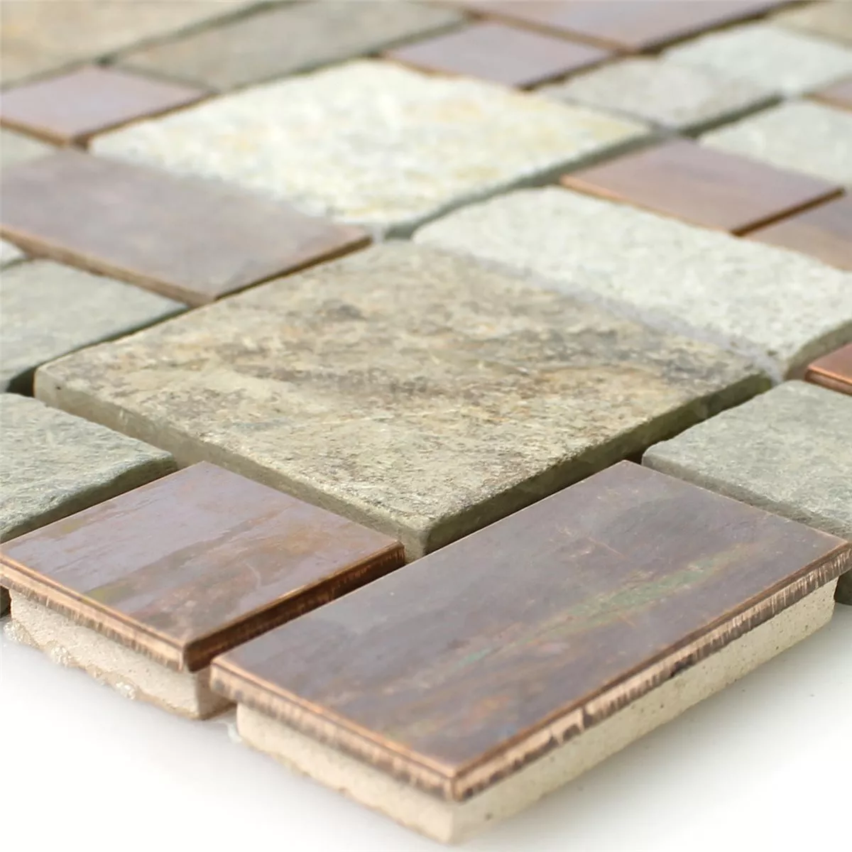 Natural Stone Quartzite Aluminium Metal Mosaic Tiles Istanbul Copper Brown Natural Stone Quartzite Aluminium Metal Mosaic Tiles Istanbul Copper Brown