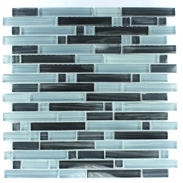Sample Mosaic Tiles Glass Black Grey Mix