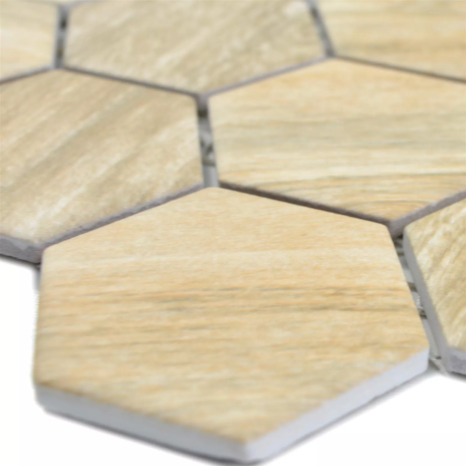 Ceramic Mosaic Duponti Hexagon Wood Optic Beige Ceramic Mosaic Duponti Hexagon Wood Optic Beige