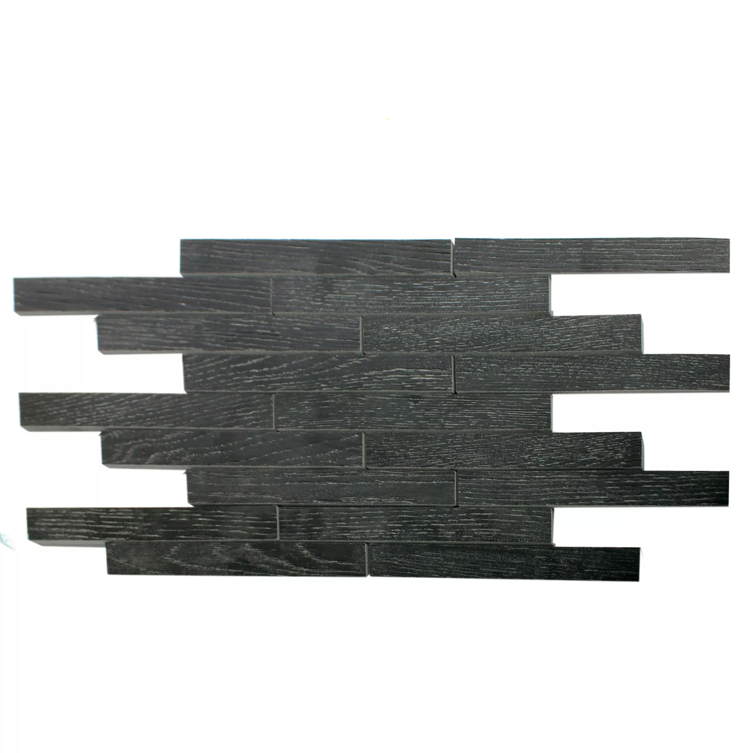 Ceramic Mosaic Olympic Wood Optic Black Wall Bond R10/B