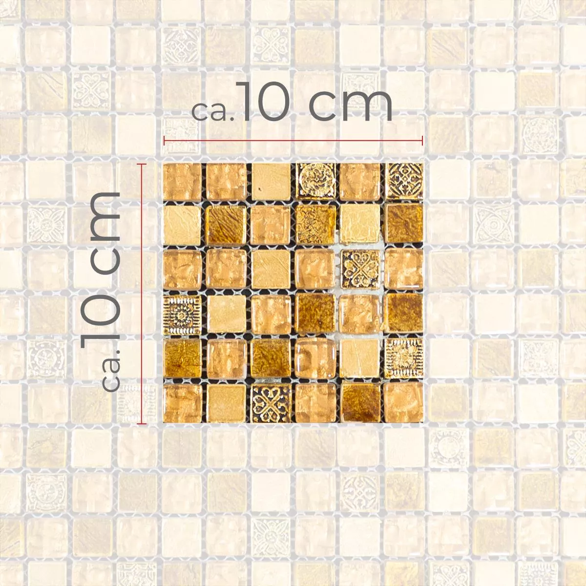 Sample Glass Marble Mosaic Tiles Majestic Beige Gold