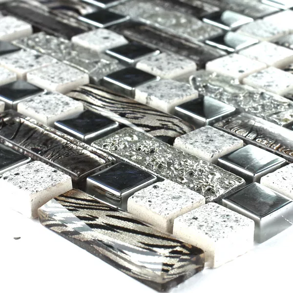 Sample Mosaic Tiles Glass Metal Quartz Composite Silver