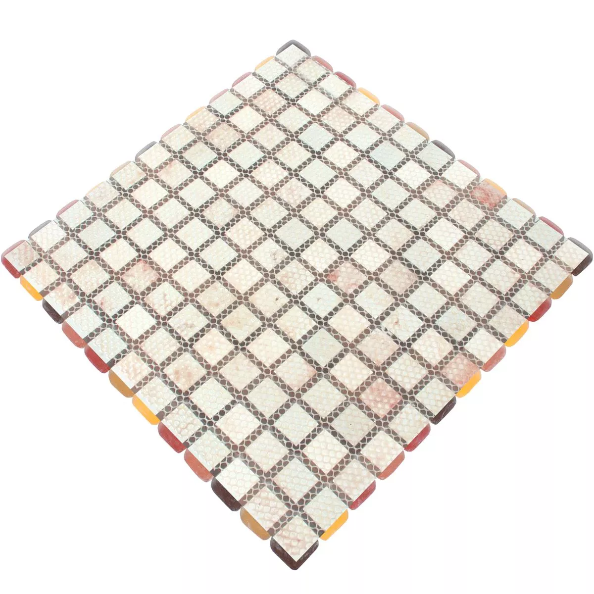 Sample Glass Mosaic Tiles Ponterio Frosted Red Mix