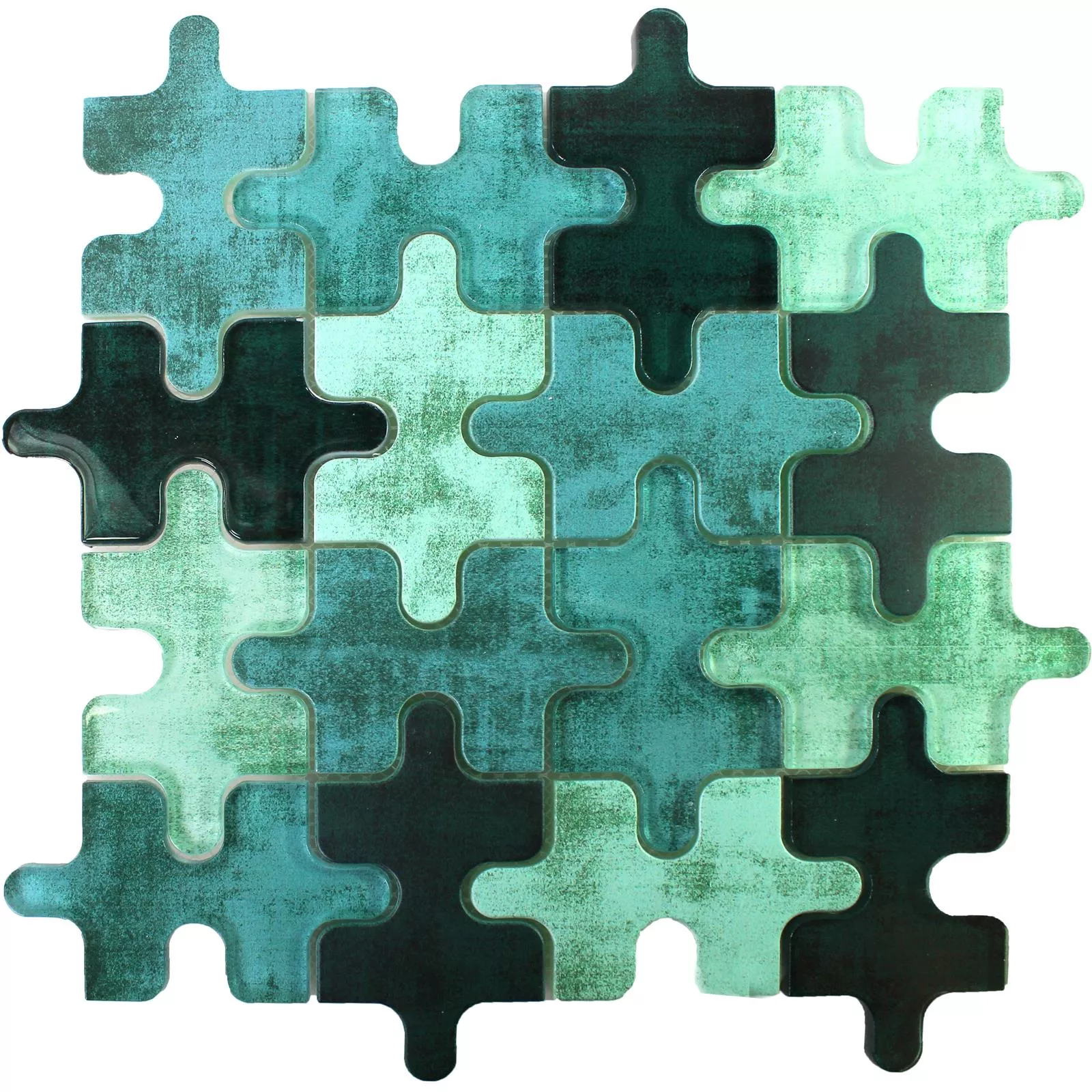 Glass Mosaic Tiles Puzzle Green