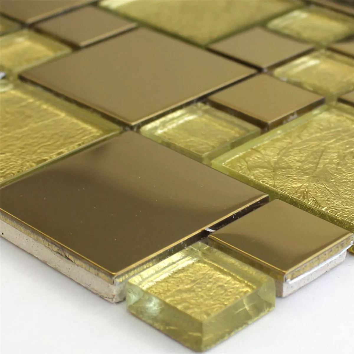 Mosaic Tiles Glass Stainless Steel Metal Gold