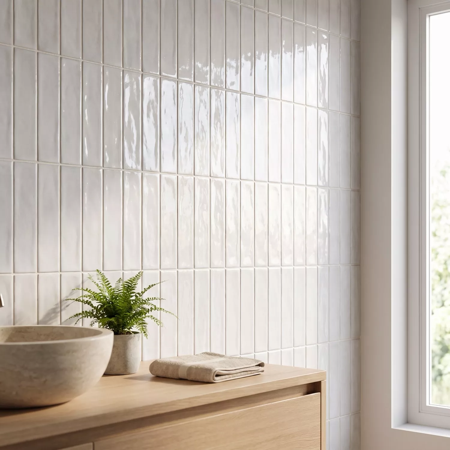 Alcacer Blanc Glossy Rustic 7,5x30 cm Blanco