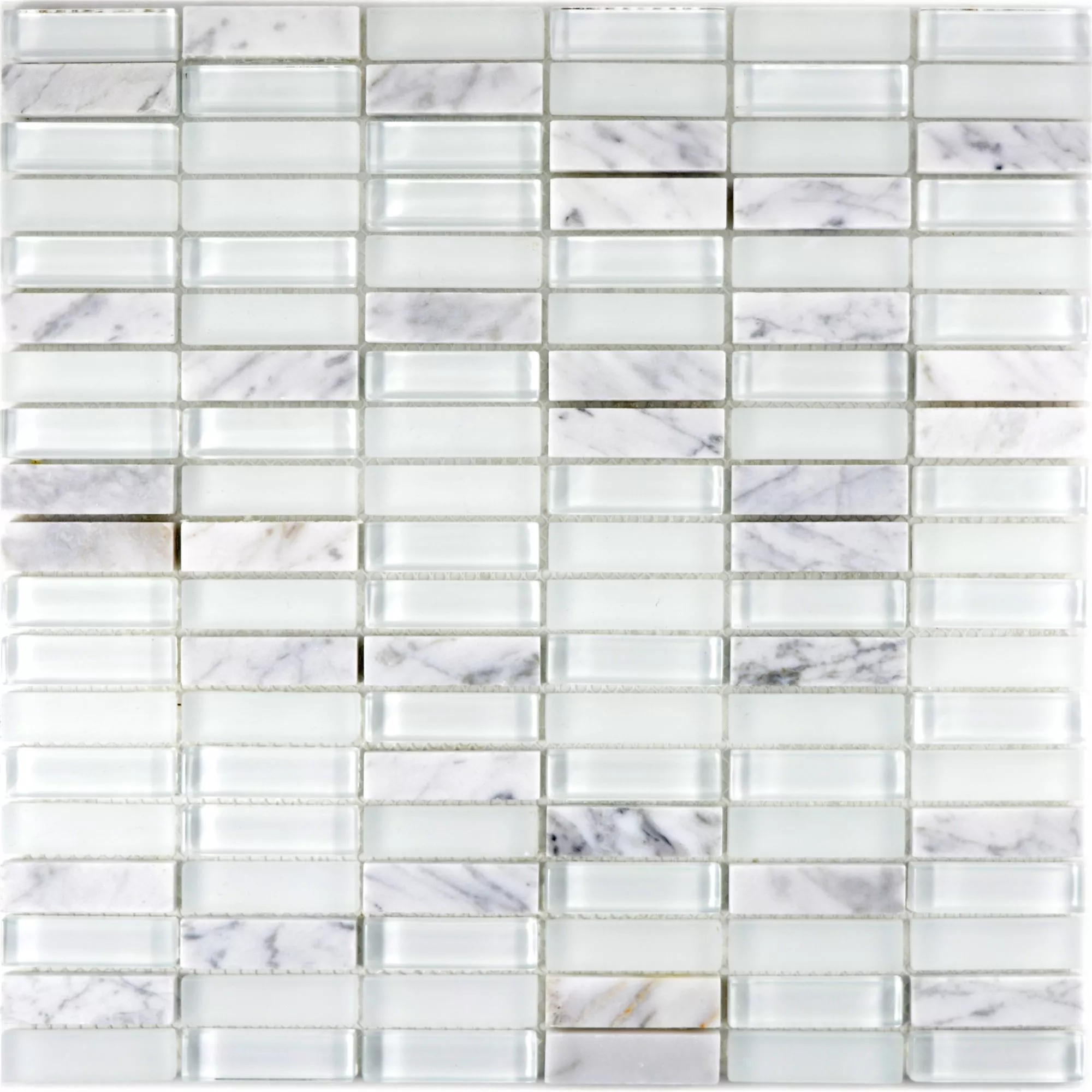 Glass Natural Stone Mosaic Tiles Miya White