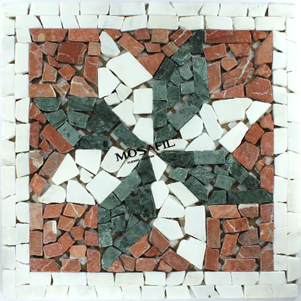 Marble Rosone 33x33x8mm Rosso White Green