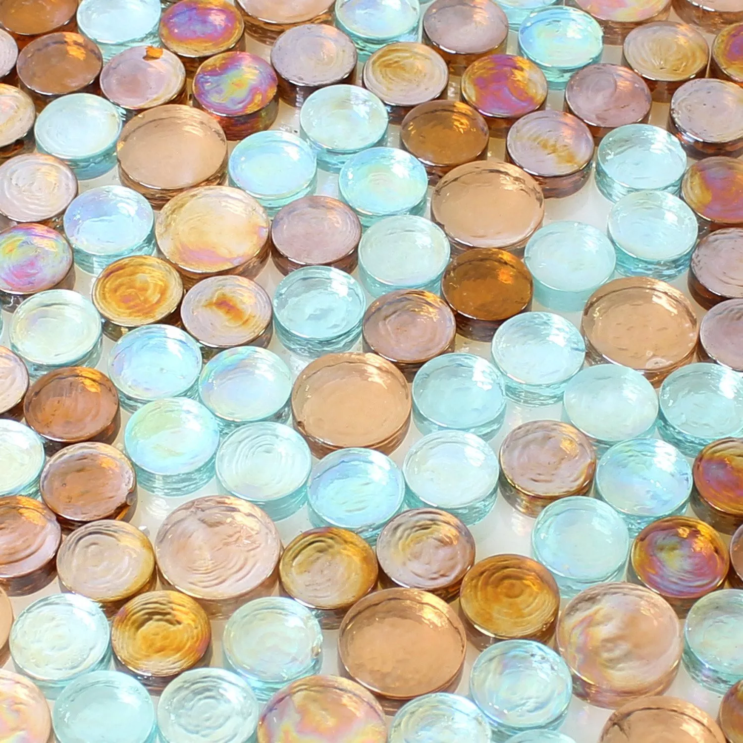 Sample Mosaic Tiles Glass Button Petrol Mix