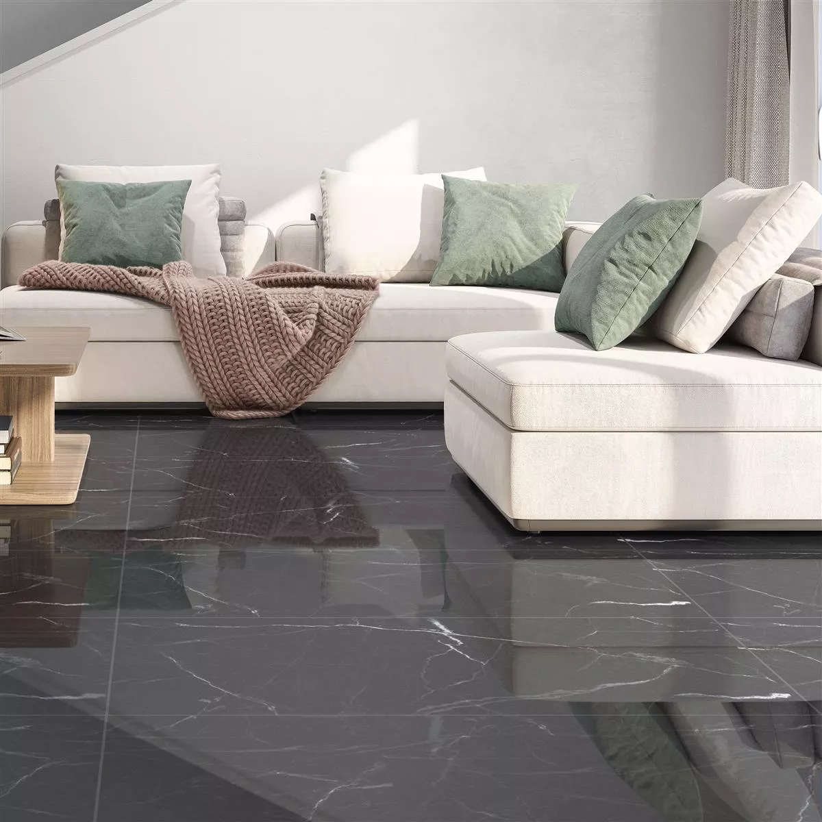 Sample Floor Tiles Santana Marble Optic Polished Anthracite 60x120cm