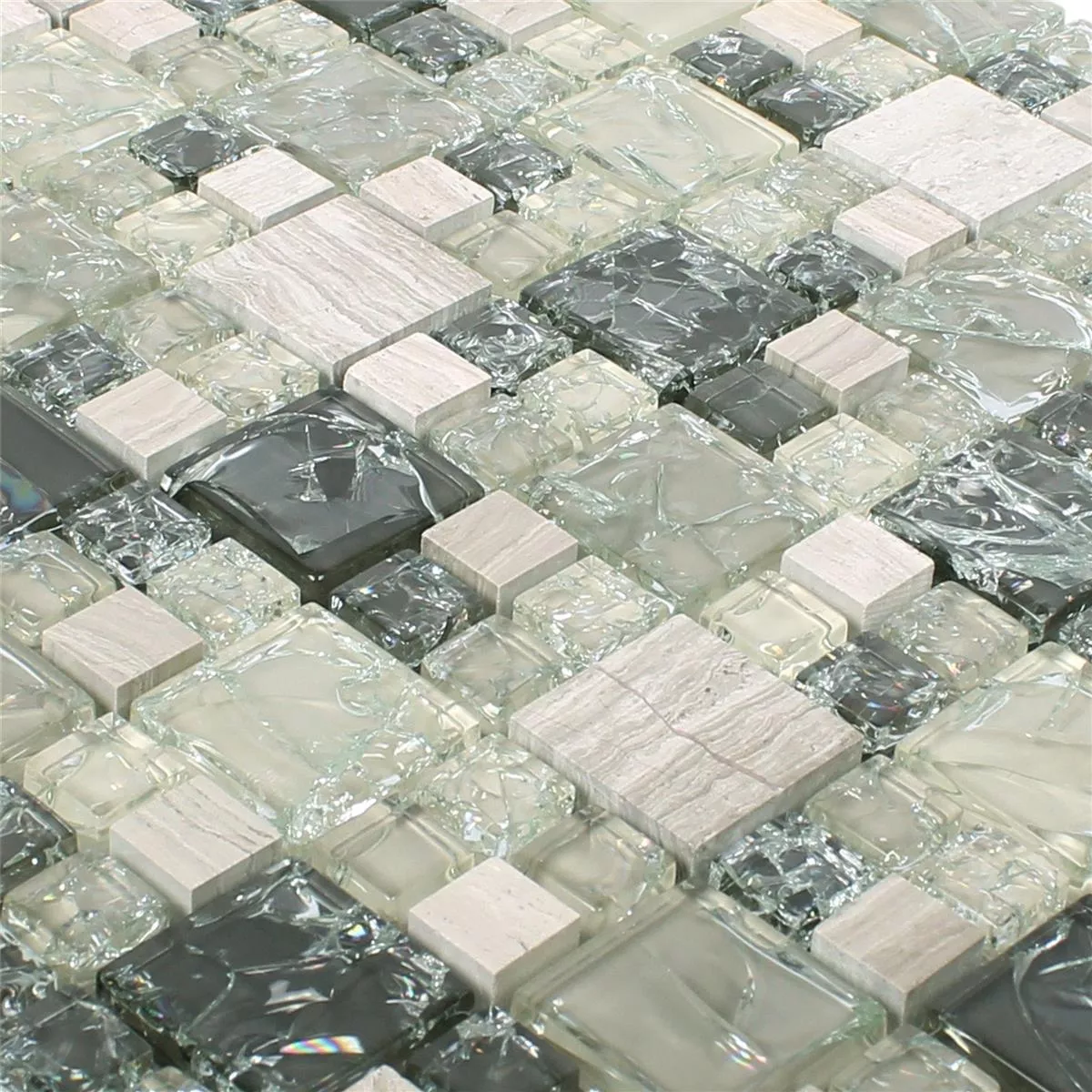 Sample Mosaic Tiles Glass Natural Stone Malawi Green Grey ix