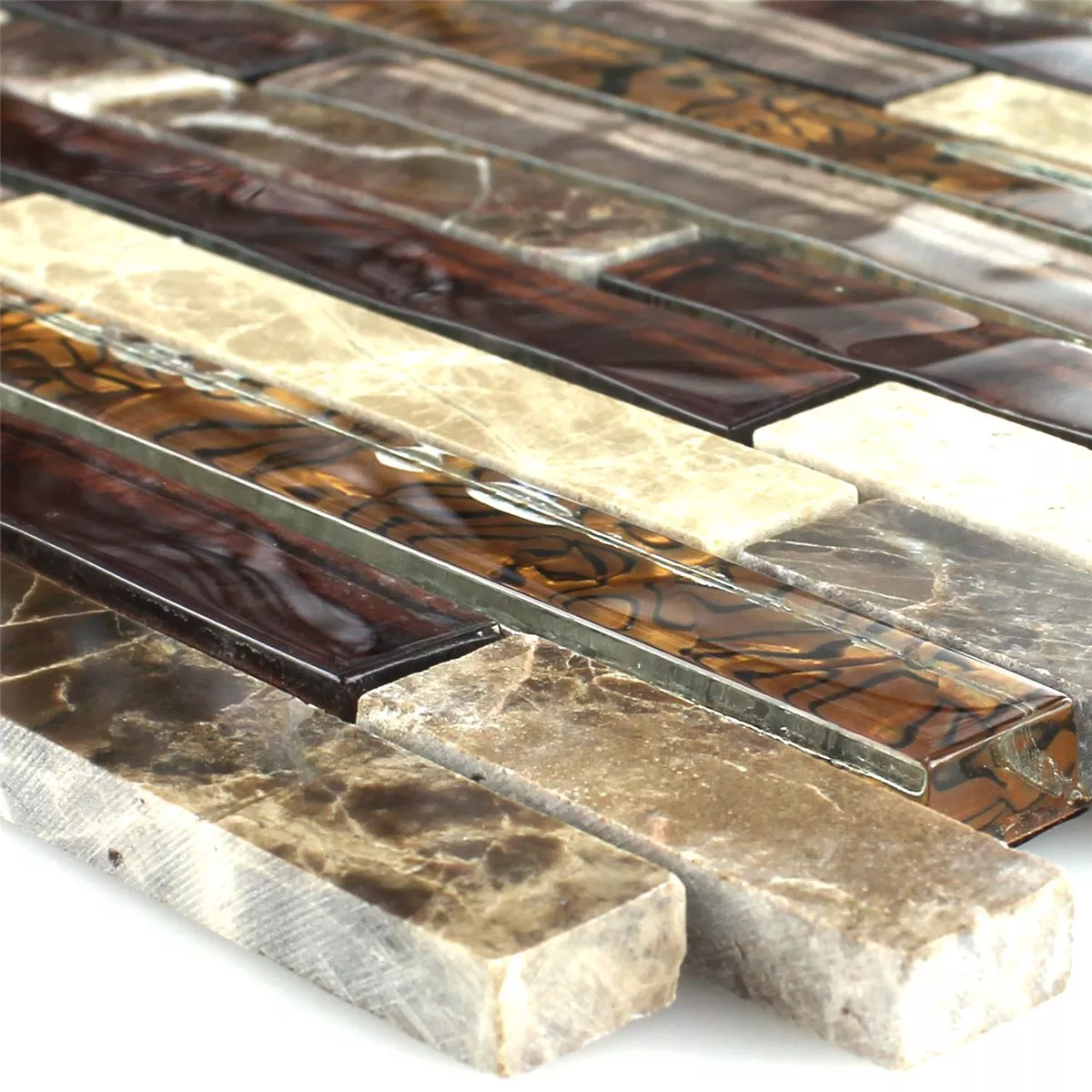 Sample Mosaic Tiles Glass Marble Brown Beige