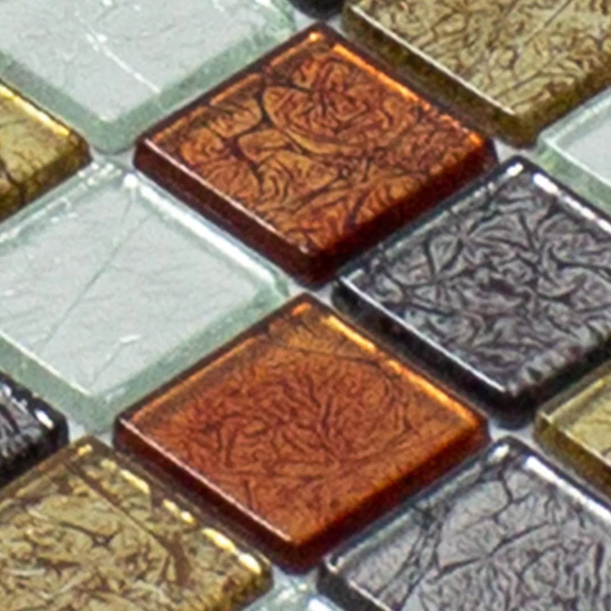 Sample Mosaic Tiles Glass Bonnie Crystal Structure Gold Silver Red