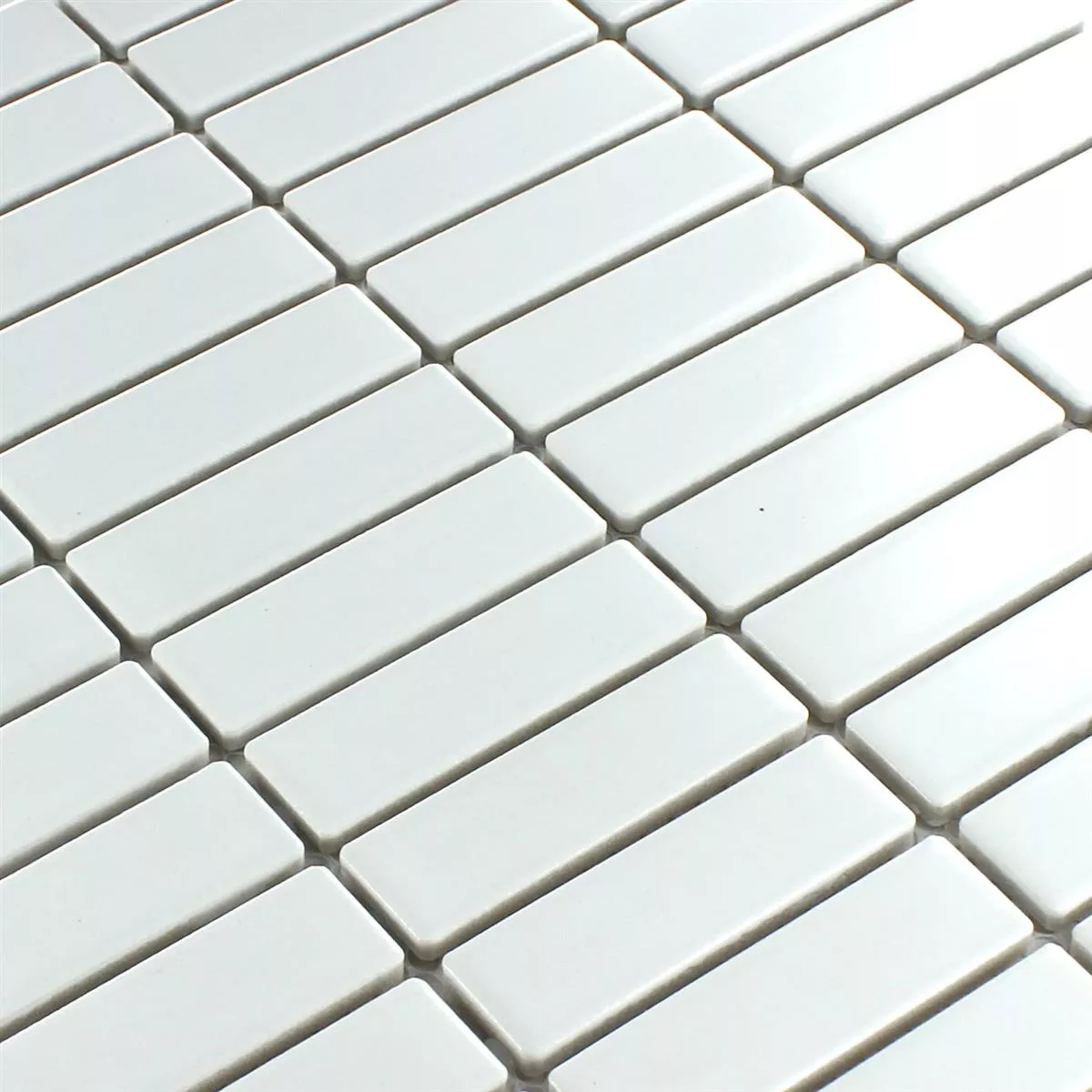 Sample Mosaic Tiles Ceramic White Sticks Mat