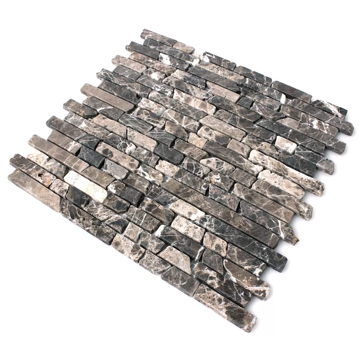 Sample Mosaic Tiles Marble Natural Stone Impala Brown Flamed