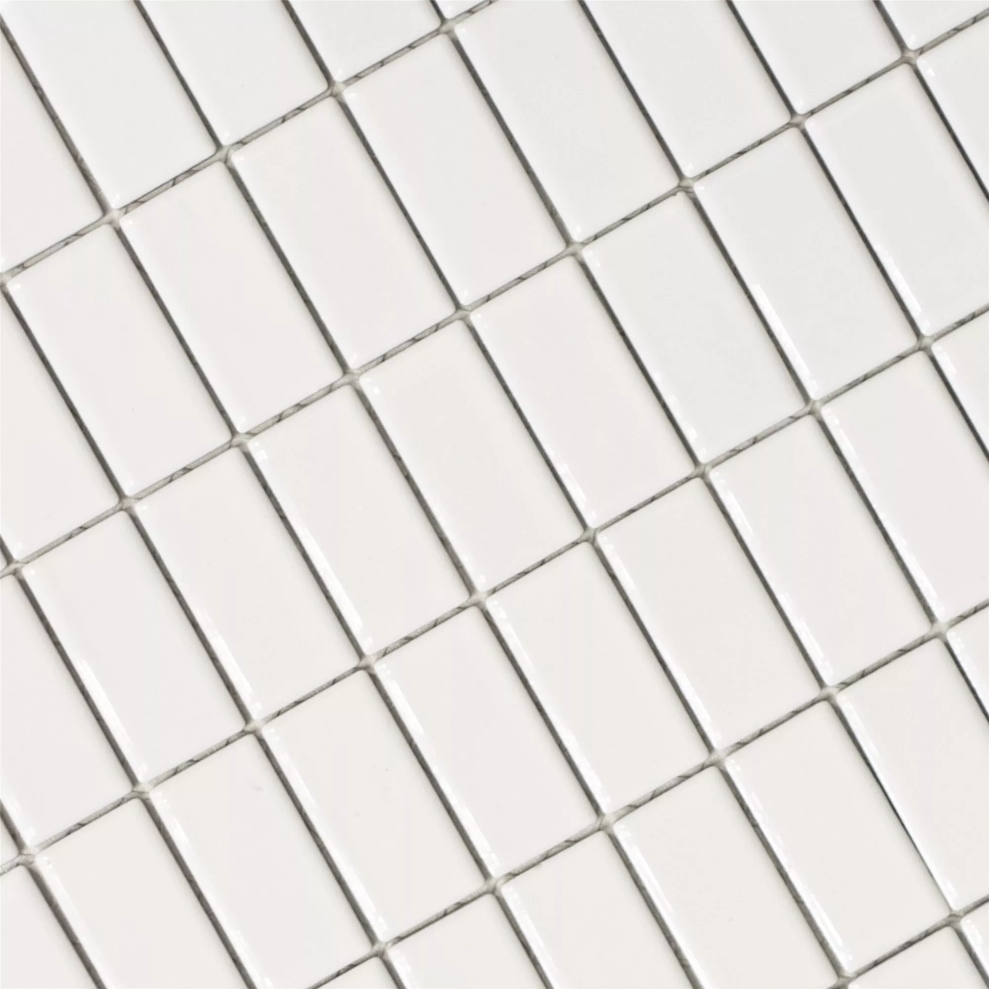 Ceramic Mosaic Tiles Adrian White Glossy Rectangle