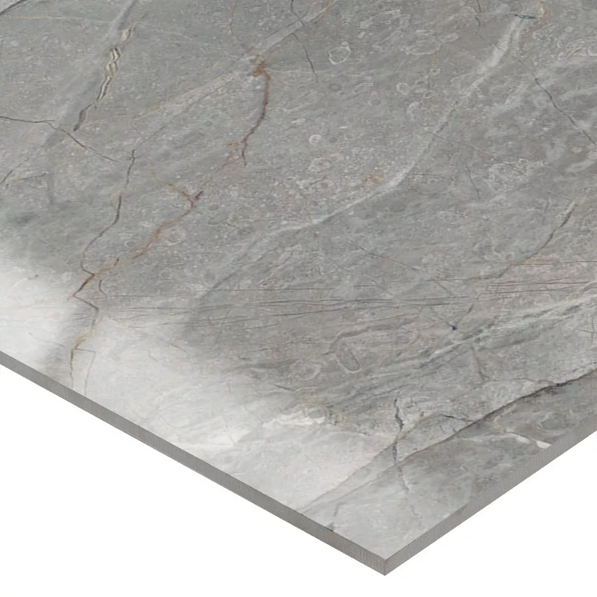 Floor Tiles Ancona Marble Optic Grey Polished Glossy 60x60cm