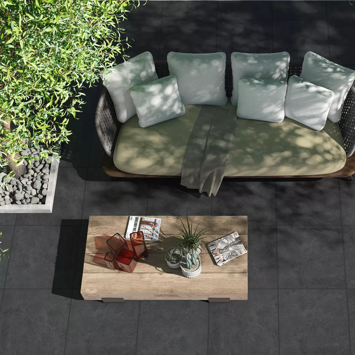 Terrace Tiles Porcelain Stoneware Petersburg Anthracite 60x120x2 cm