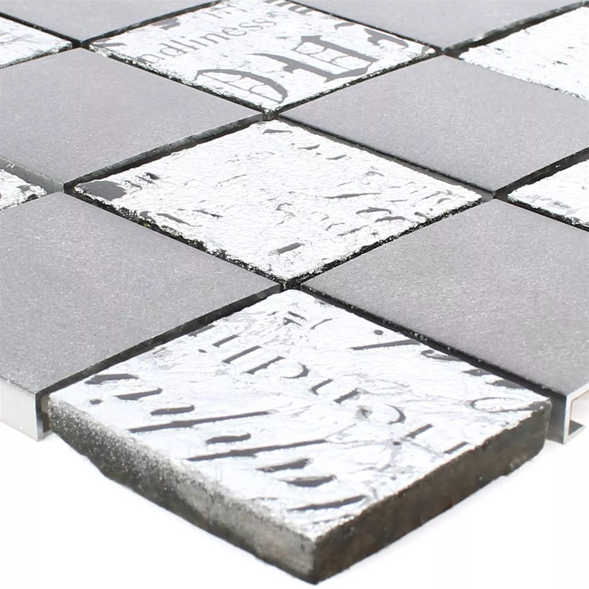 Mosaic Tiles Metal Natural Stone Parole Black Silver Mosaic Tiles Metal Natural Stone Parole Black Silver