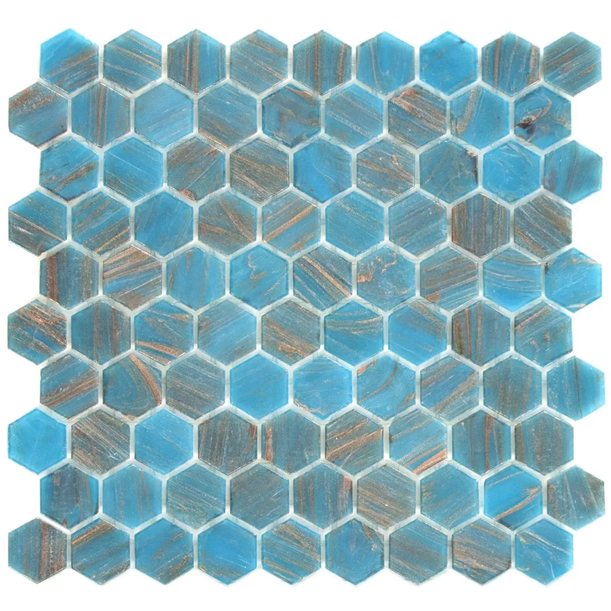 Glass Mosaic Tiles Trend-Vi Glass Hexagonal 242 Cyan Blue Glass Mosaic Tiles Trend-Vi Glass Hexagonal 242 Cyan Blue