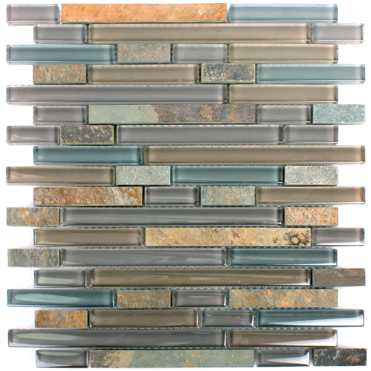 Sample Mosaic Tiles Apollo Natural Stone Glassmix Brown Brick