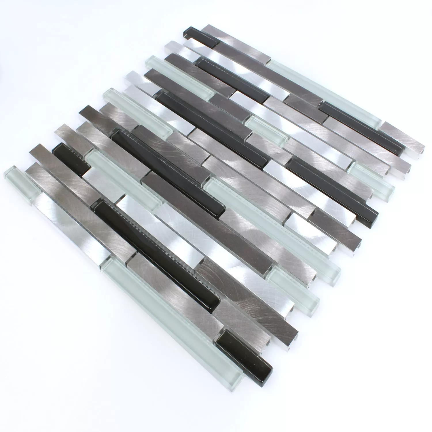 Mosaic Tiles Aluminium Glass Brown Black White Silver