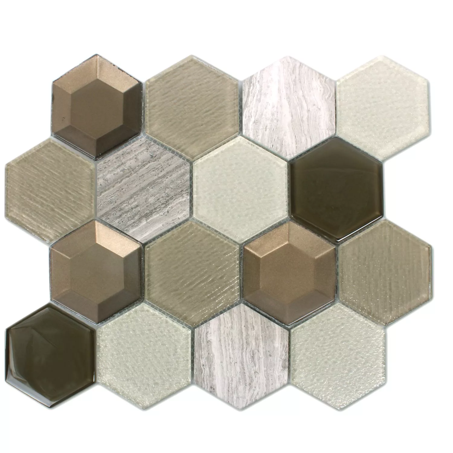 Sample Mosaic Tiles Concrete Glass Natural Stone 3D Beige
