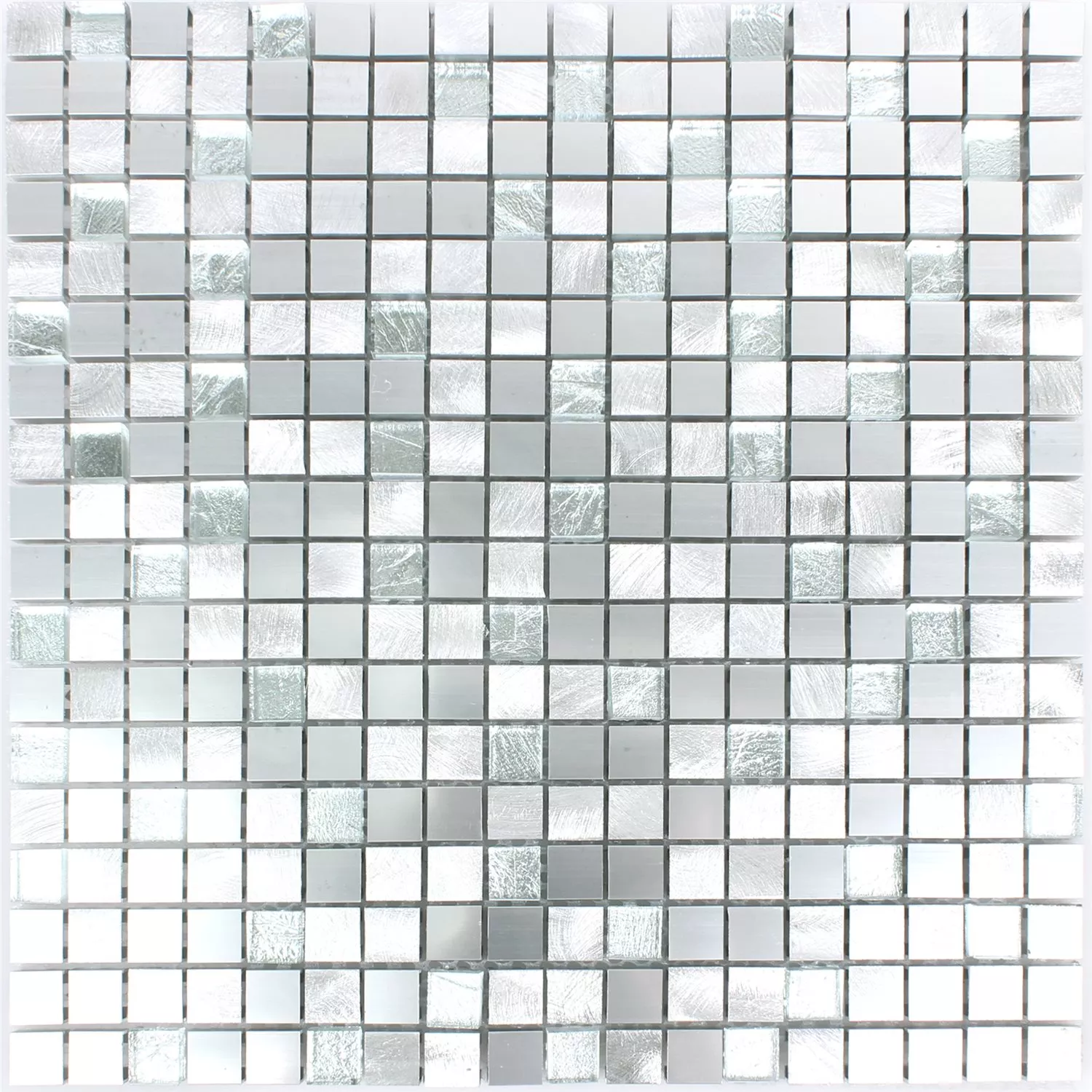 Sample Mosaic Tiles Lissabon Aluminium Glass Mix Silver