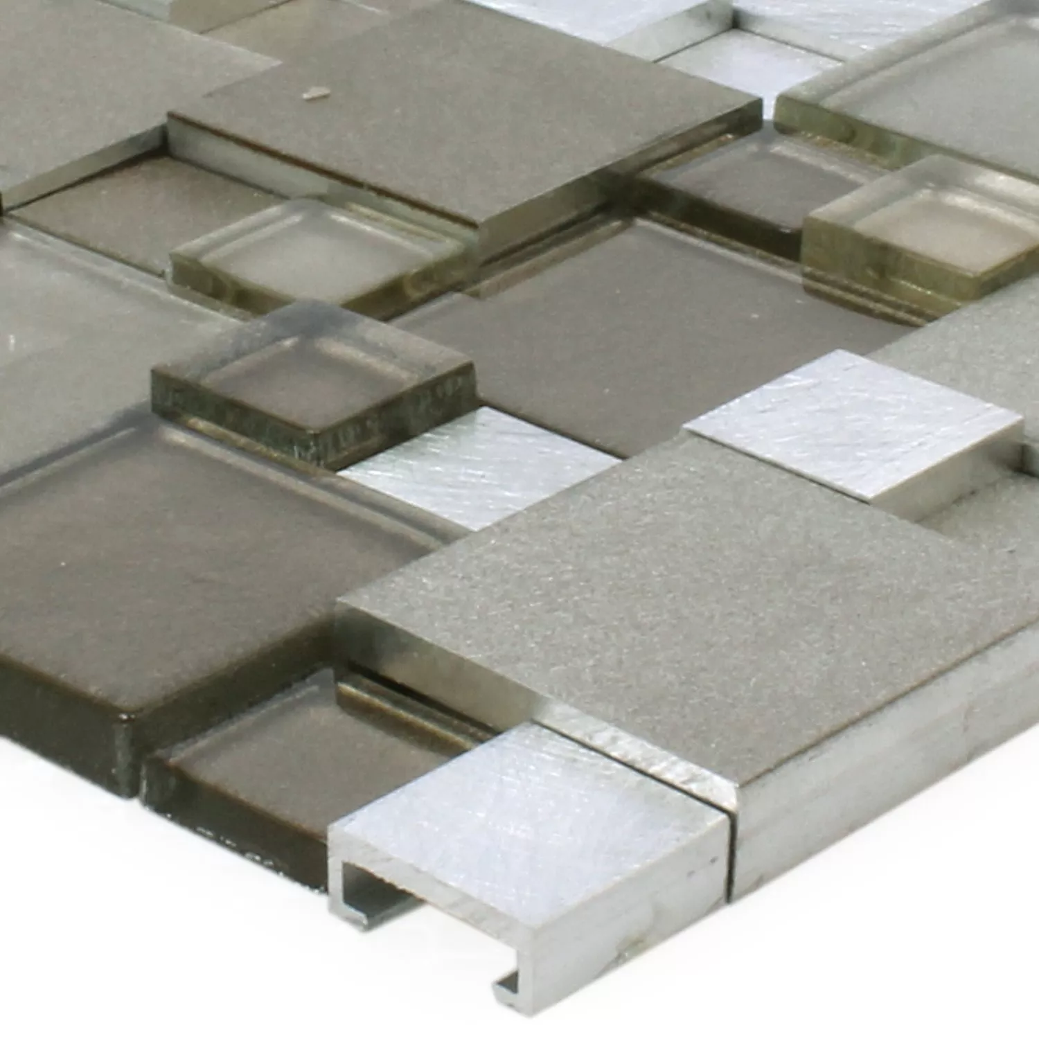 Mosaic Tiles Glass Aluminum Condor 3D Brown Mix