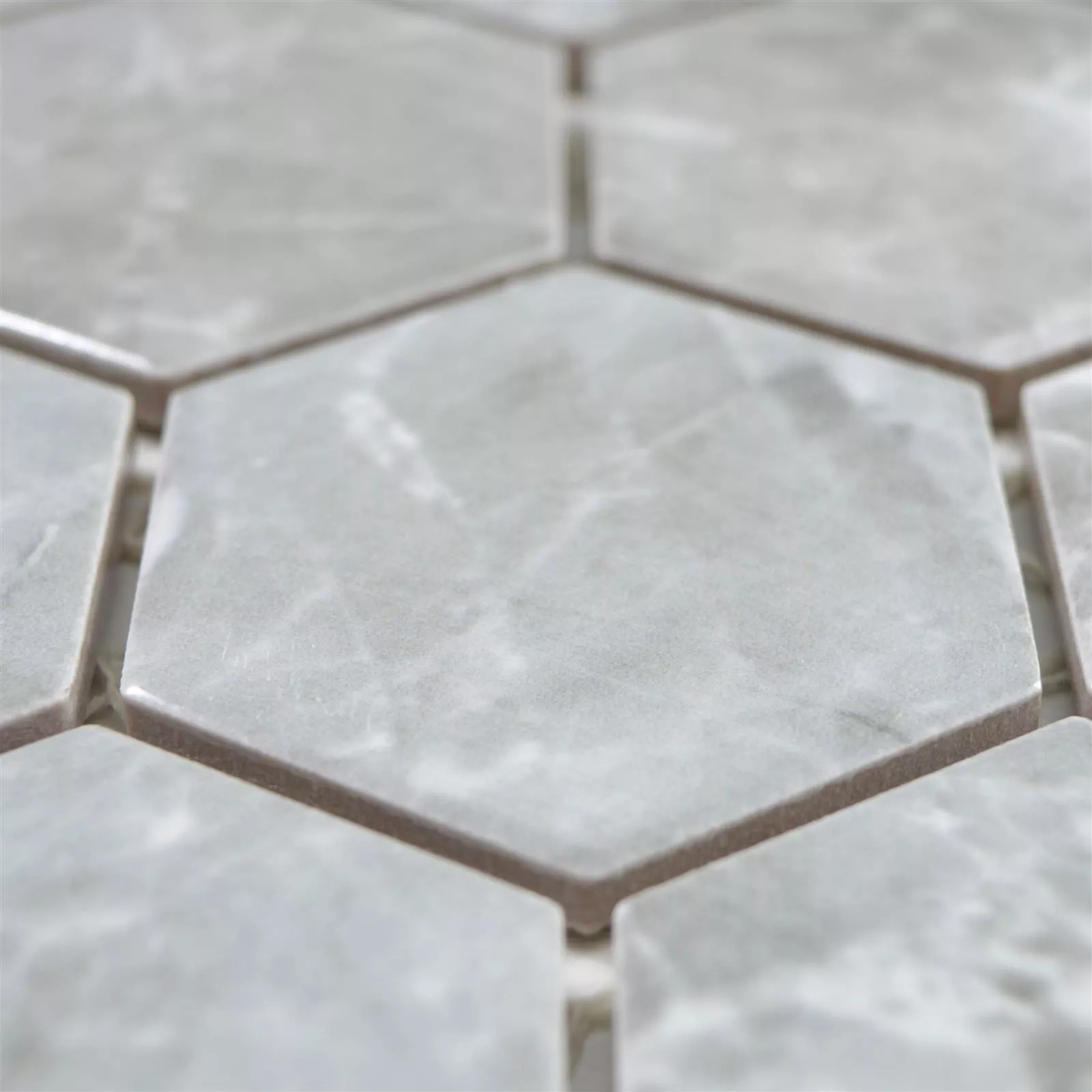 Sample Ceramic Mosaic Mozart Hexagon Grey Glossy