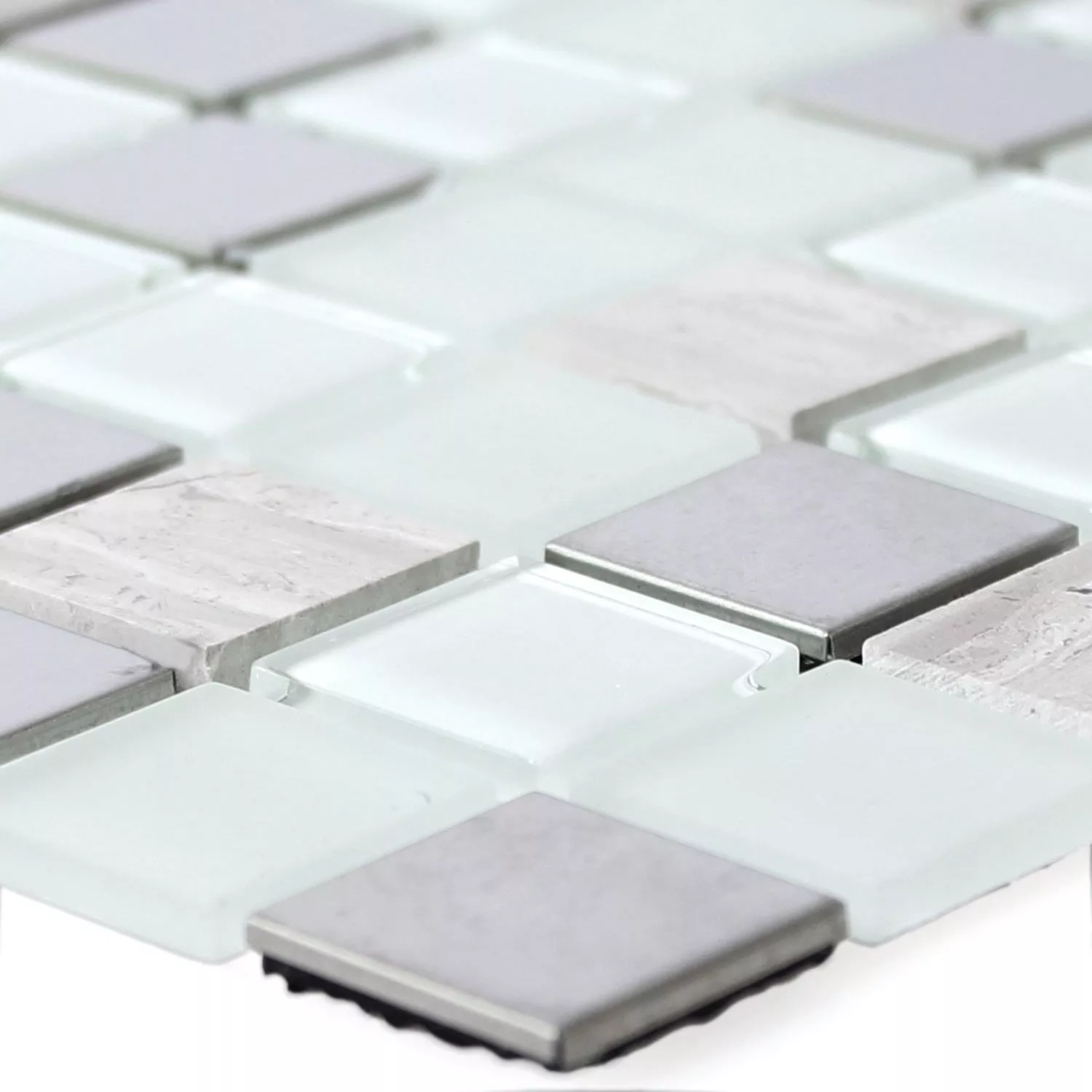 Sample Self Adhesive Metal Mosaic Tiles Glass White