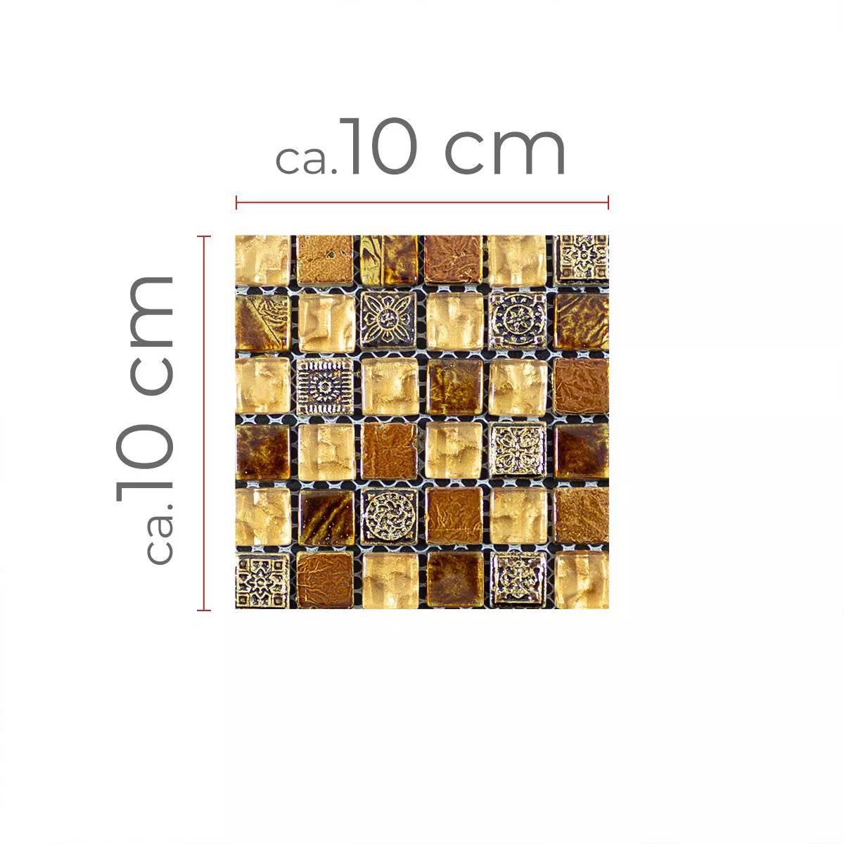 Sample Glass Marble Mosaic Tiles Majestic Brown Gold