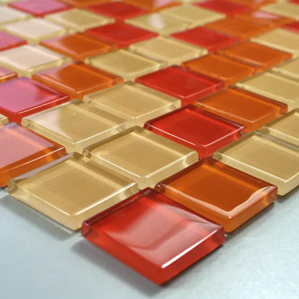Sample Mosaic Tiles Glass Valencia Red Orange